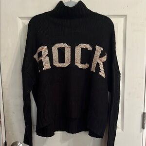 Elan Black and White Cowl Neck Sweater